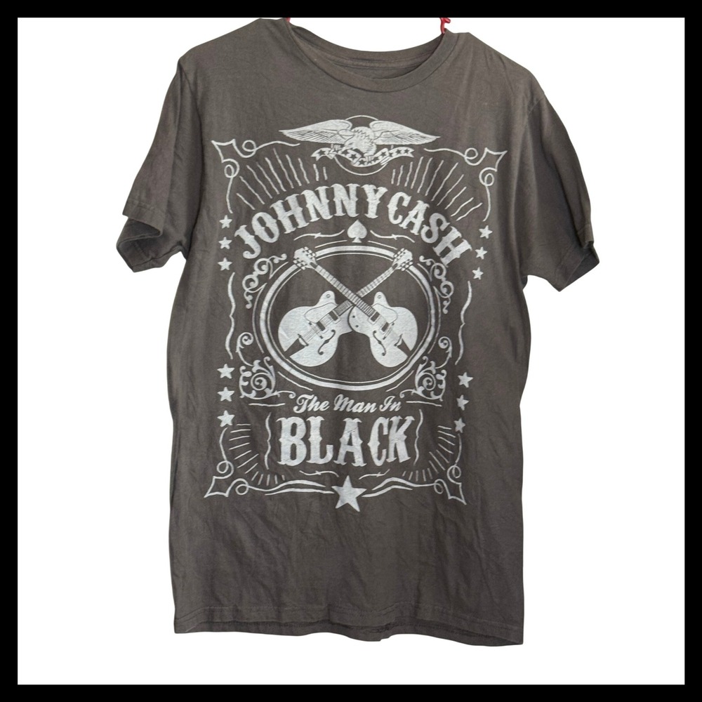 Johnny Cash Man In Black Graphic Tee Mens Large Gray Zion‎ Rootswear T-Shirt